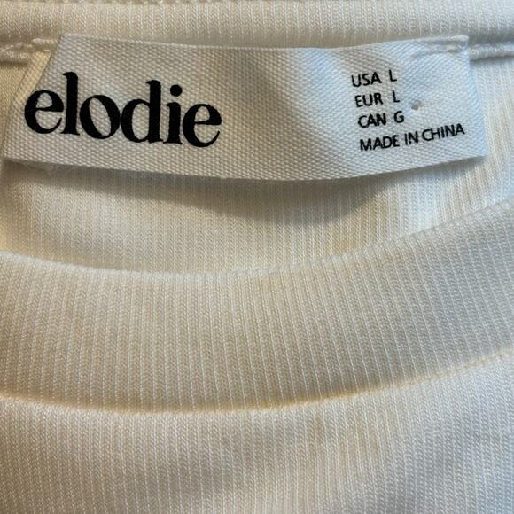 Elodie NWOT Women's Crewneck Rib Knit Bodysuit in White-Size Large - Picture 5 of 5